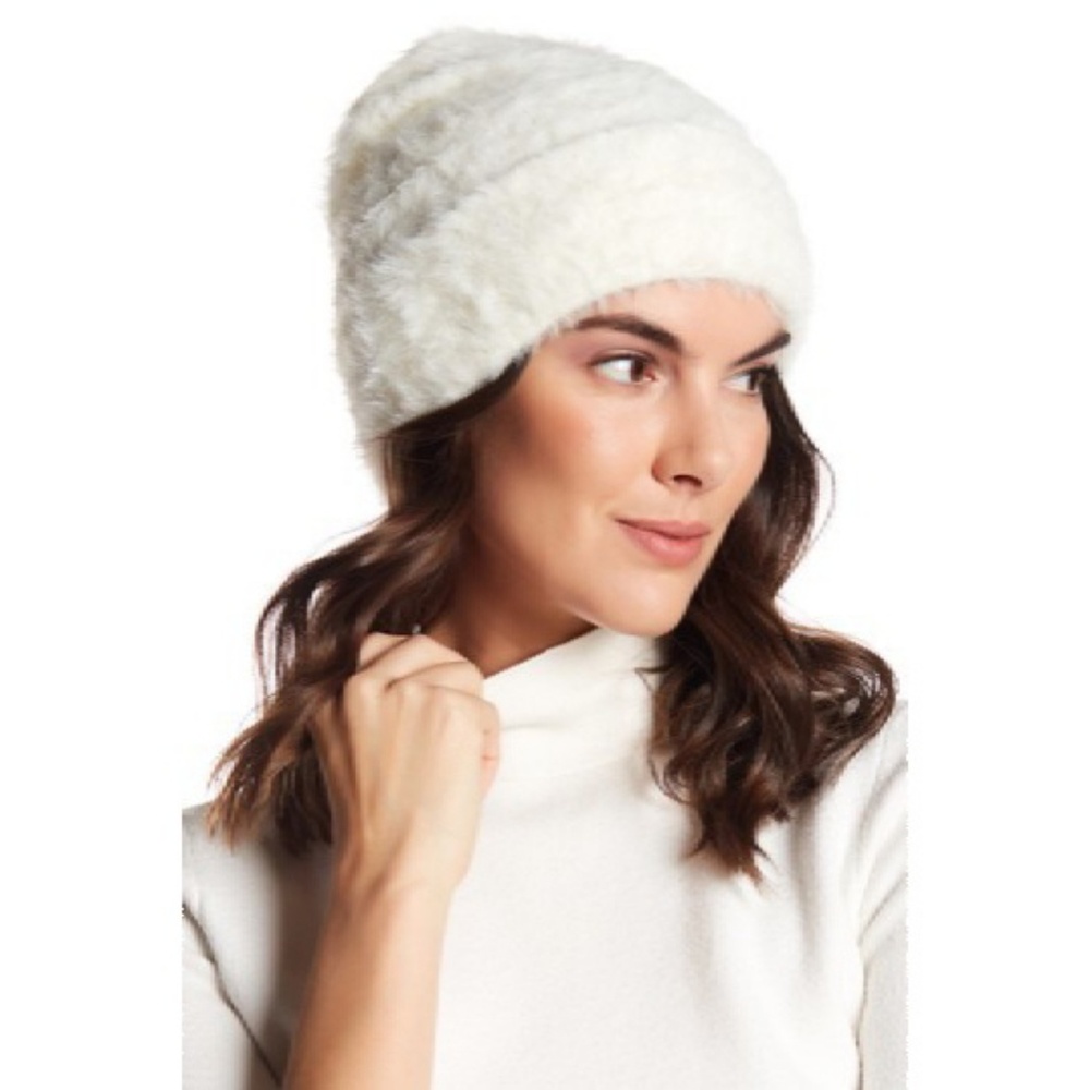 Free People Ivory Faux-Fur Slouch Beanie